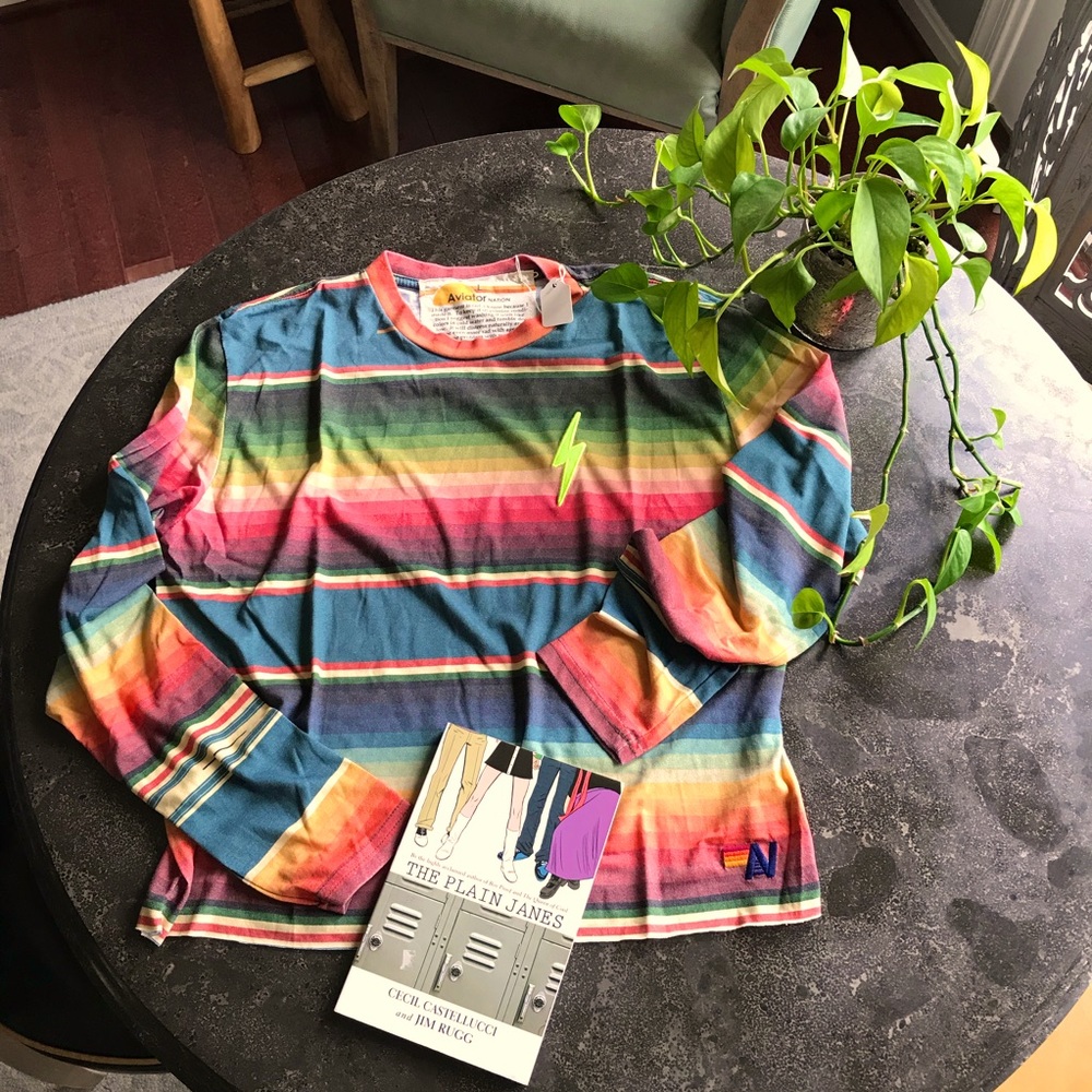 Aviator Nation SERAPE BOLT EMBROIDERY Crop LS Tee